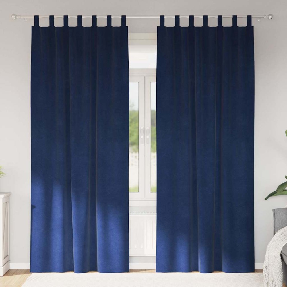 vidaXL Κουρτίνες συσκότισης 2 τμχ. Σκούρο Μπλε 140 x 260 cm Βελούδο