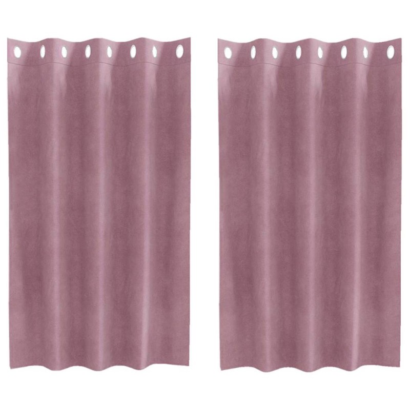 vidaXL Κουρτίνες συσκότισης 2 τμχ. Σκούρο ροζ 140 x 140 cm Βελούδο