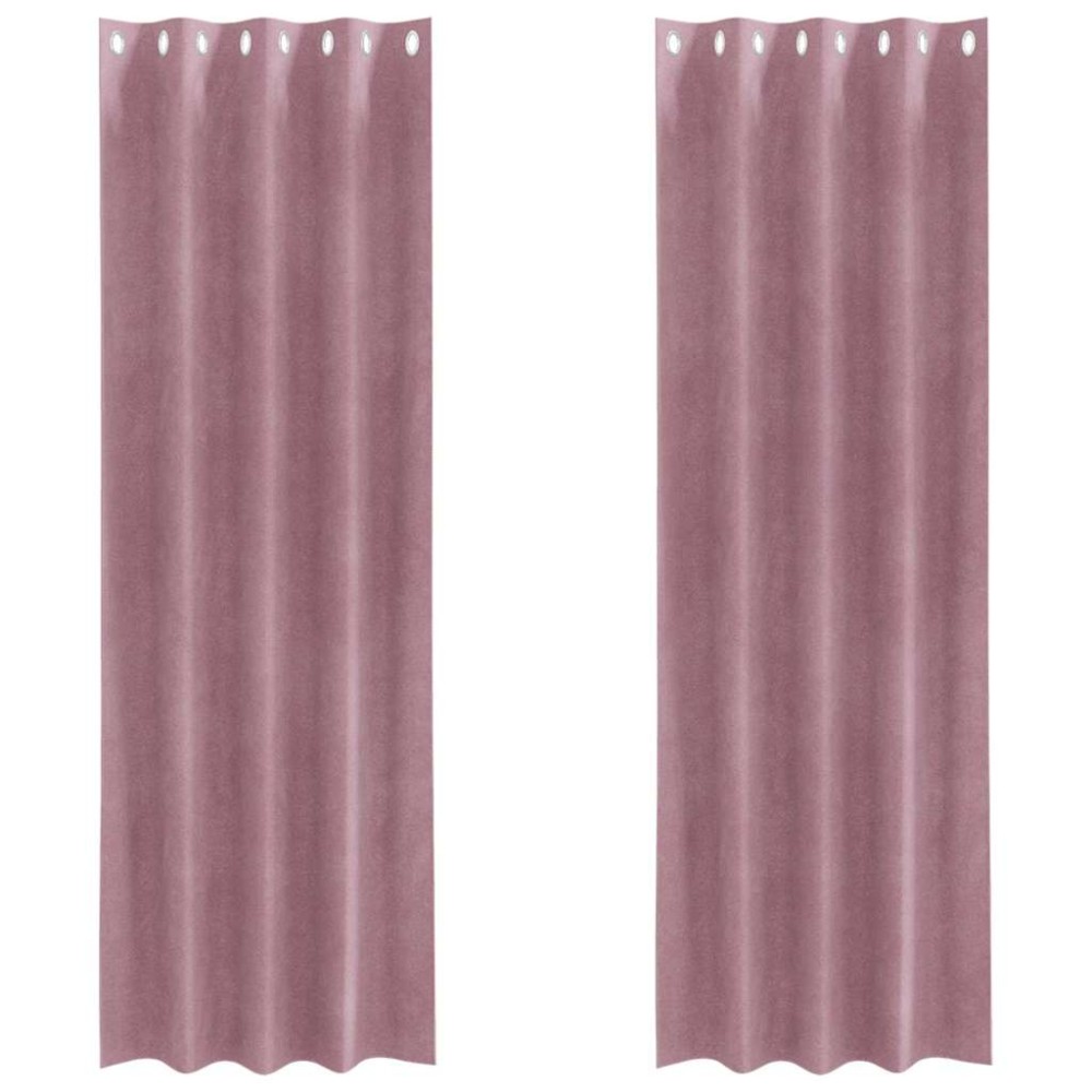 vidaXL Κουρτίνες συσκότισης 2 τμχ. Σκούρο ροζ 140 x 225 cm Βελούδο
