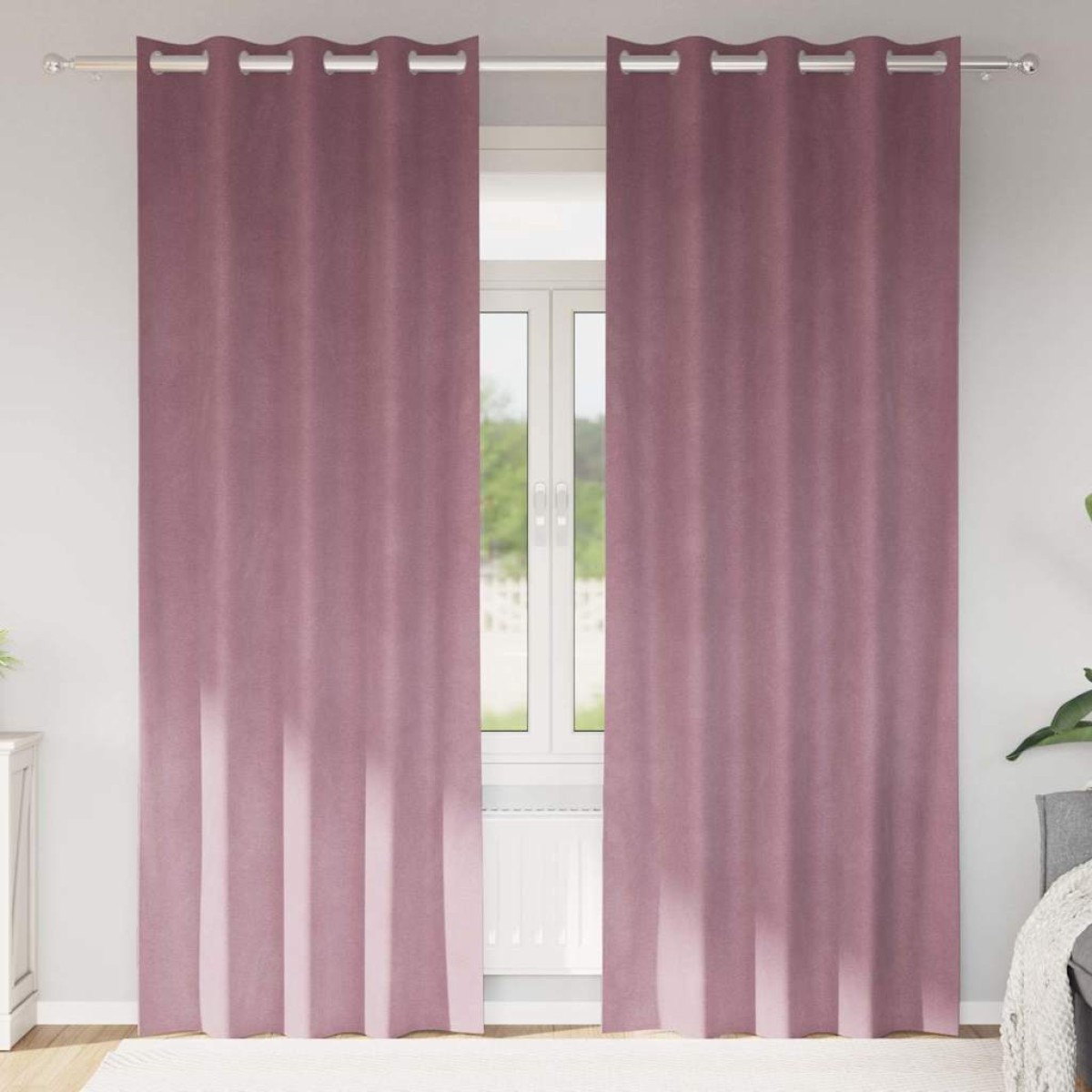 vidaXL Κουρτίνες συσκότισης 2 τμχ. Σκούρο ροζ 140 x 260 cm Βελούδο