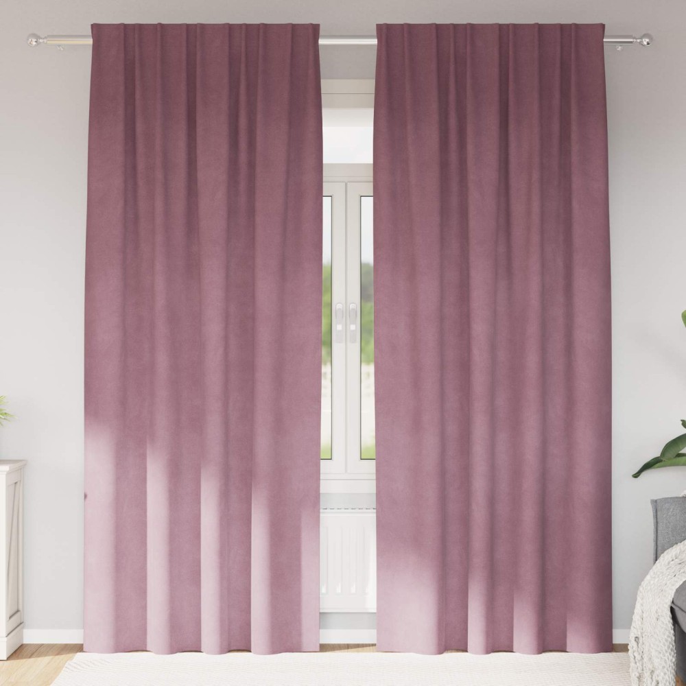 vidaXL Κουρτίνες συσκότισης 2 τμχ. Σκούρο ροζ 140 x 245 cm Βελούδο