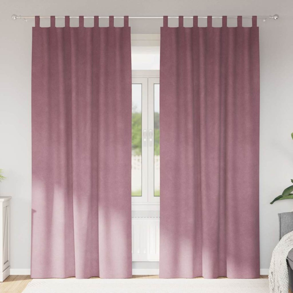 vidaXL Κουρτίνες συσκότισης 2 τμχ. Σκούρο ροζ 140 x 245 cm Βελούδο