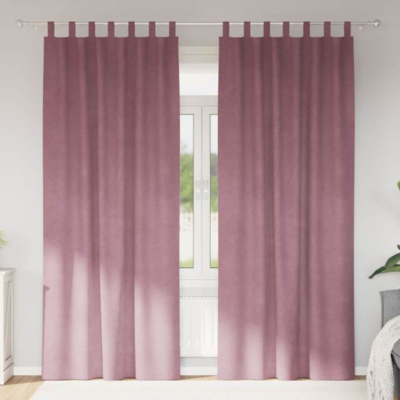 vidaXL Κουρτίνες συσκότισης 2 τμχ. Σκούρο ροζ 140 x 245 cm Βελούδο