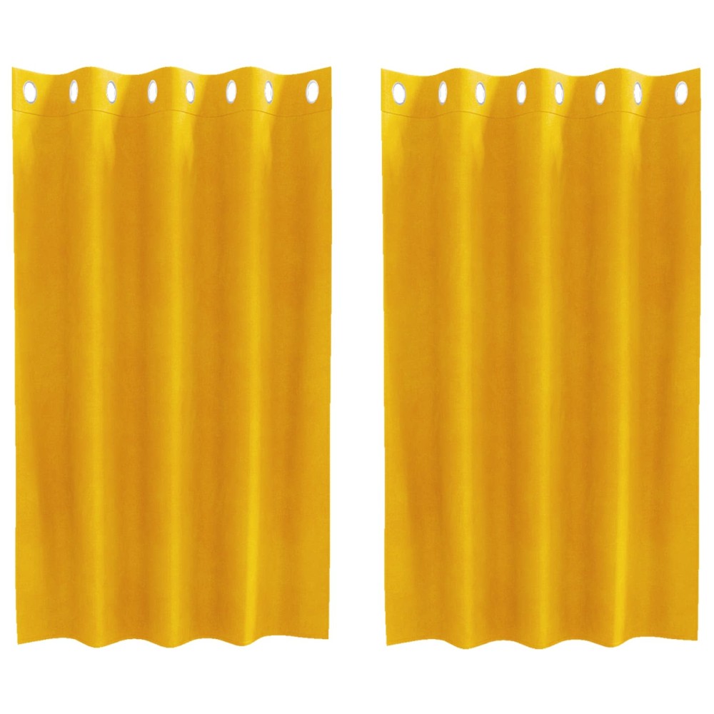 vidaXL Κουρτίνες συσκότισης 2 τμχ. Μουσταρδί 140 x 140 cm Βελούδο
