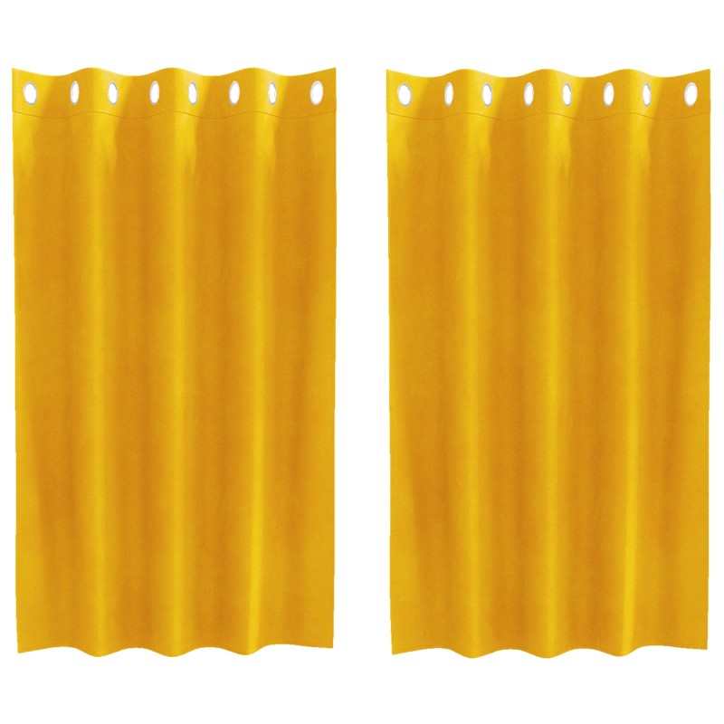 vidaXL Κουρτίνες συσκότισης 2 τμχ. Μουσταρδί 140 x 140 cm Βελούδο