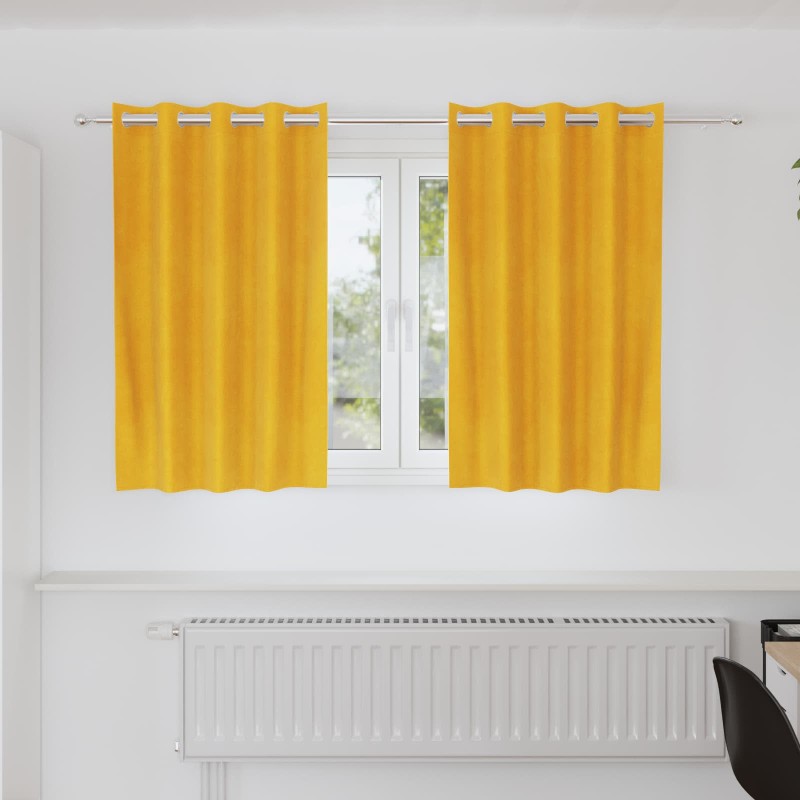 vidaXL Κουρτίνες συσκότισης 2 τμχ. Μουσταρδί 140 x 140 cm Βελούδο