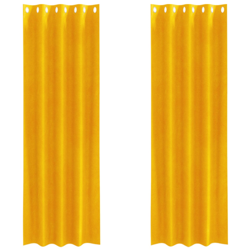 vidaXL Κουρτίνες συσκότισης 2 τμχ. Μουσταρδί 140 x 245 cm Βελούδο