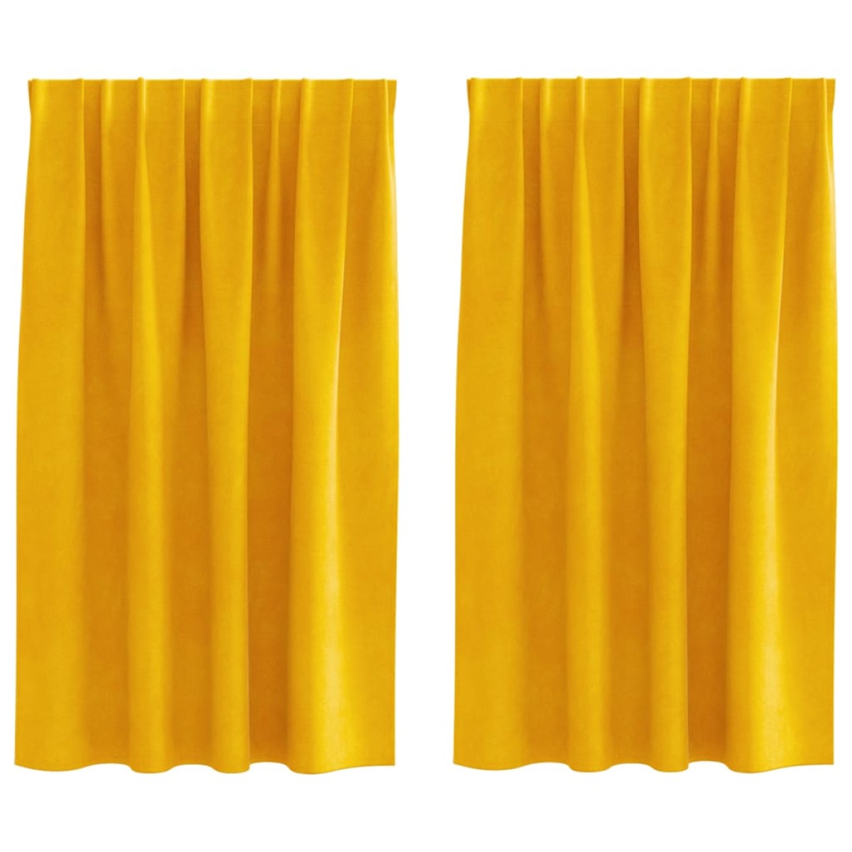 vidaXL Κουρτίνες συσκότισης 2 τμχ. Μουσταρδί 140 x 140 cm Βελούδο