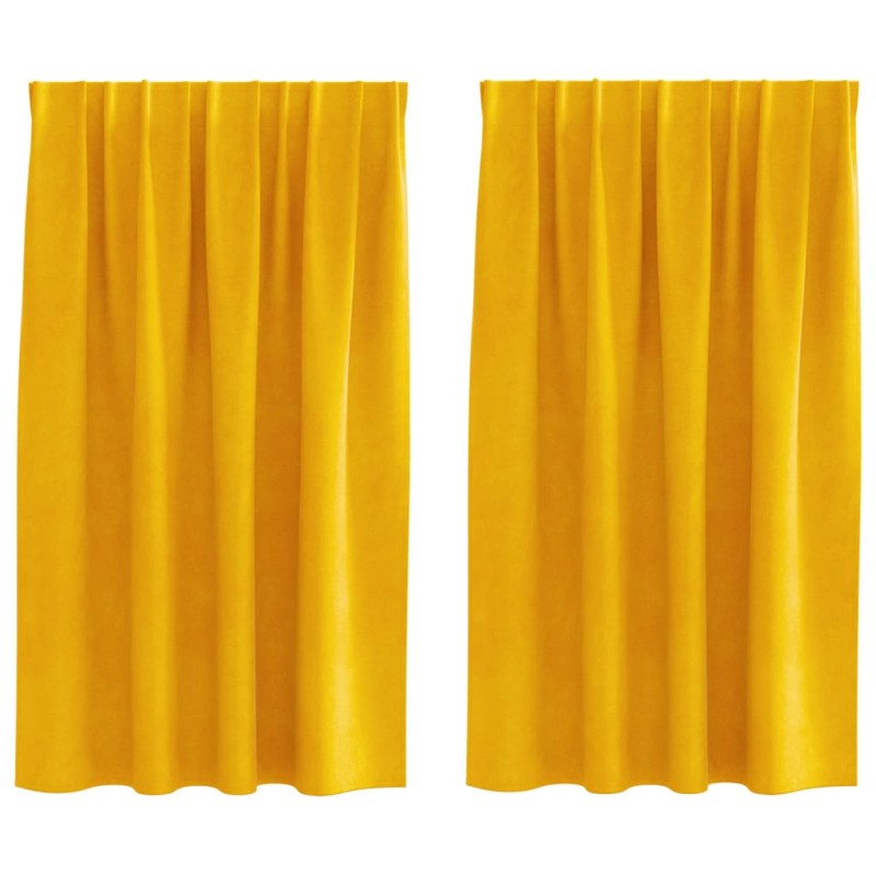 vidaXL Κουρτίνες συσκότισης 2 τμχ. Μουσταρδί 140 x 140 cm Βελούδο