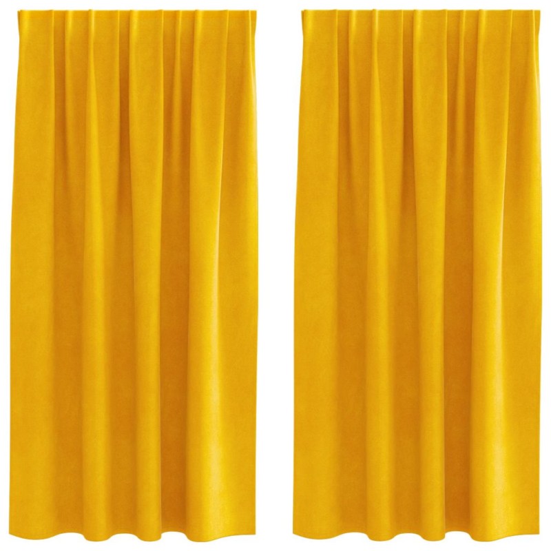 vidaXL Κουρτίνες συσκότισης 2 τμχ. Μουσταρδί 140 x 175 cm Βελούδο