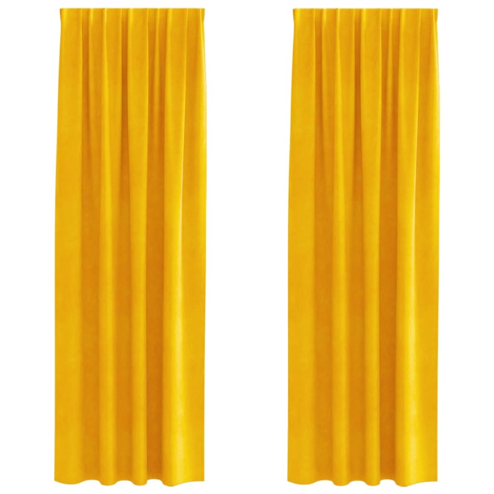 vidaXL Κουρτίνες συσκότισης 2 τμχ. Μουσταρδί 140 x 245 cm Βελούδο