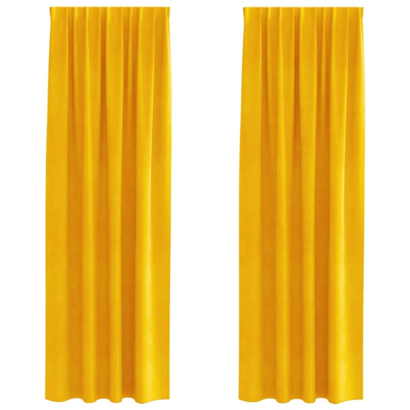vidaXL Κουρτίνες συσκότισης 2 τμχ. Μουσταρδί 140 x 260 cm Βελούδο