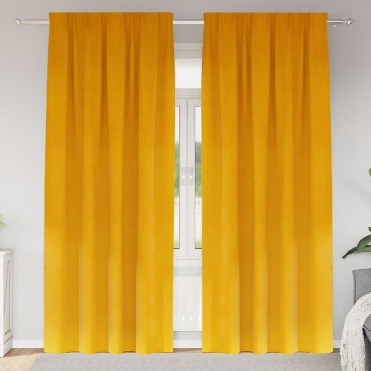 vidaXL Κουρτίνες συσκότισης 2 τμχ. Μουσταρδί 140 x 260 cm Βελούδο