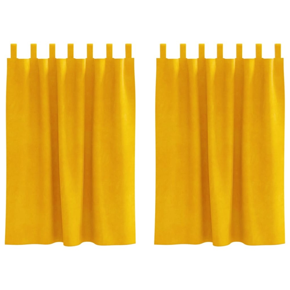 vidaXL Κουρτίνες συσκότισης 2 τμχ. Μουσταρδί 140 x 140 cm Βελούδο