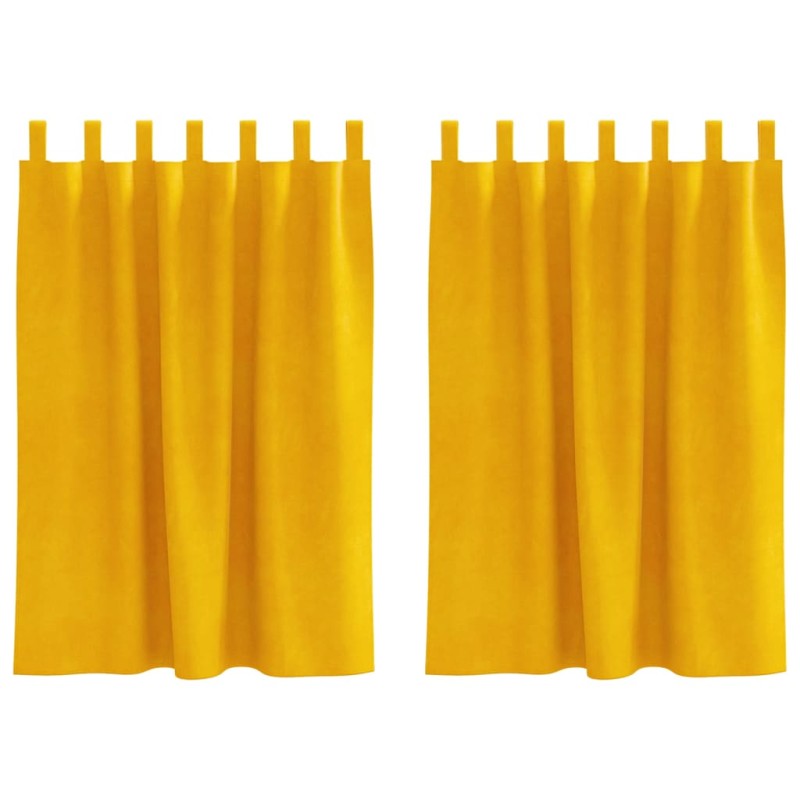 vidaXL Κουρτίνες συσκότισης 2 τμχ. Μουσταρδί 140 x 140 cm Βελούδο