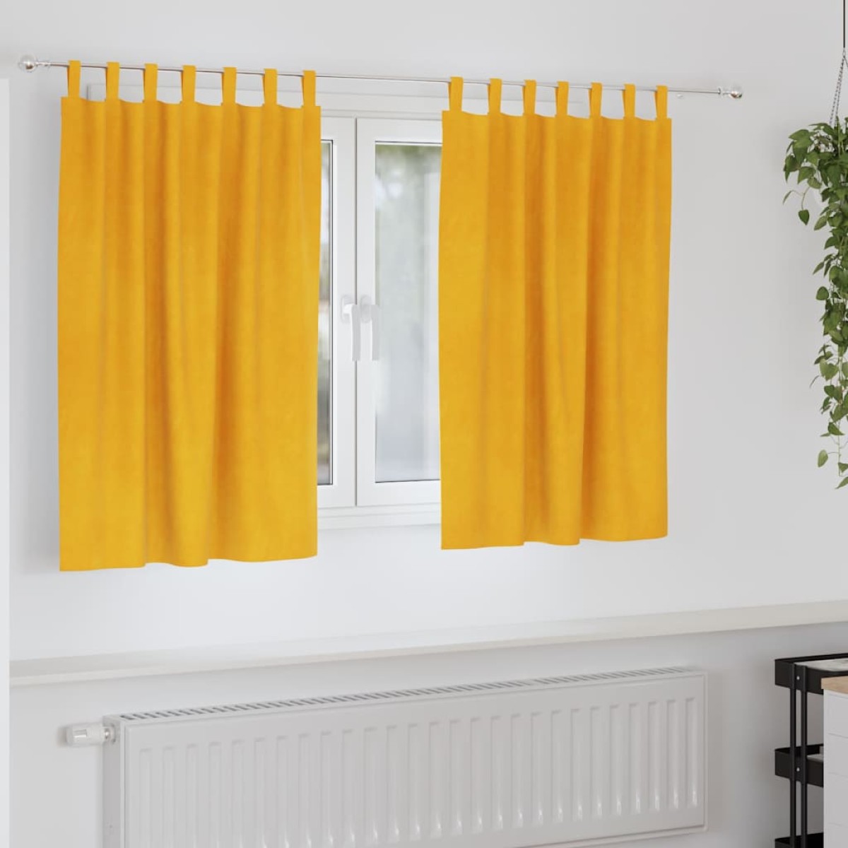 vidaXL Κουρτίνες συσκότισης 2 τμχ. Μουσταρδί 140 x 140 cm Βελούδο