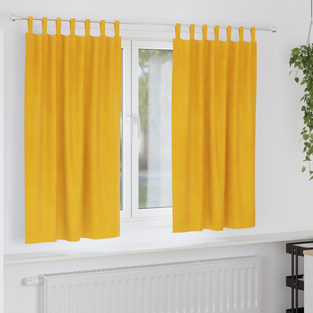 vidaXL Κουρτίνες συσκότισης 2 τμχ. Μουσταρδί 140 x 175 cm Βελούδο