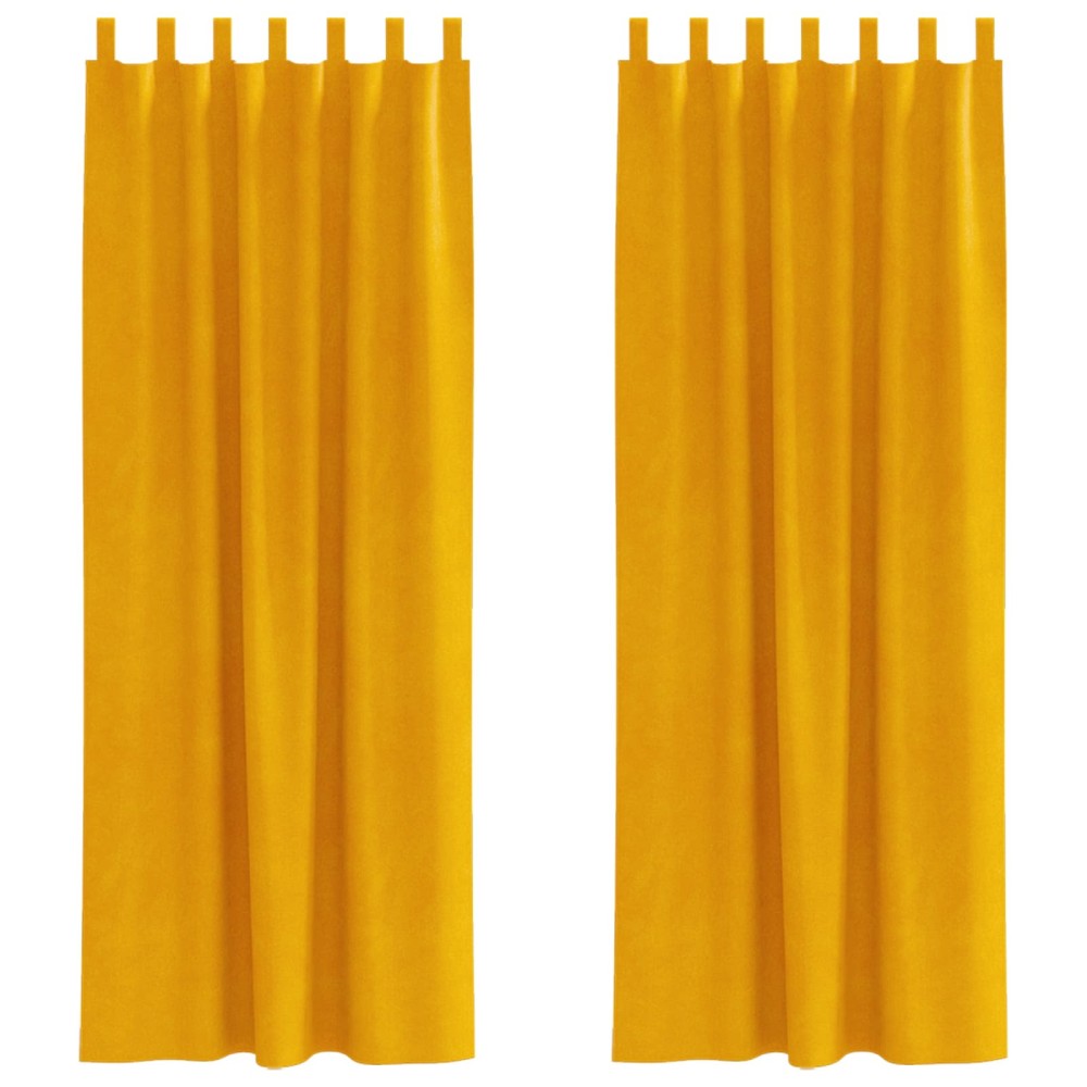 vidaXL Κουρτίνες συσκότισης 2 τμχ. Μουσταρδί 140 x 225 cm Βελούδο