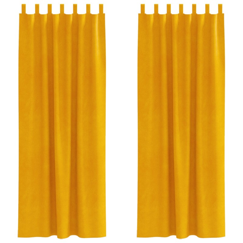 vidaXL Κουρτίνες συσκότισης 2 τμχ. Μουσταρδί 140 x 225 cm Βελούδο