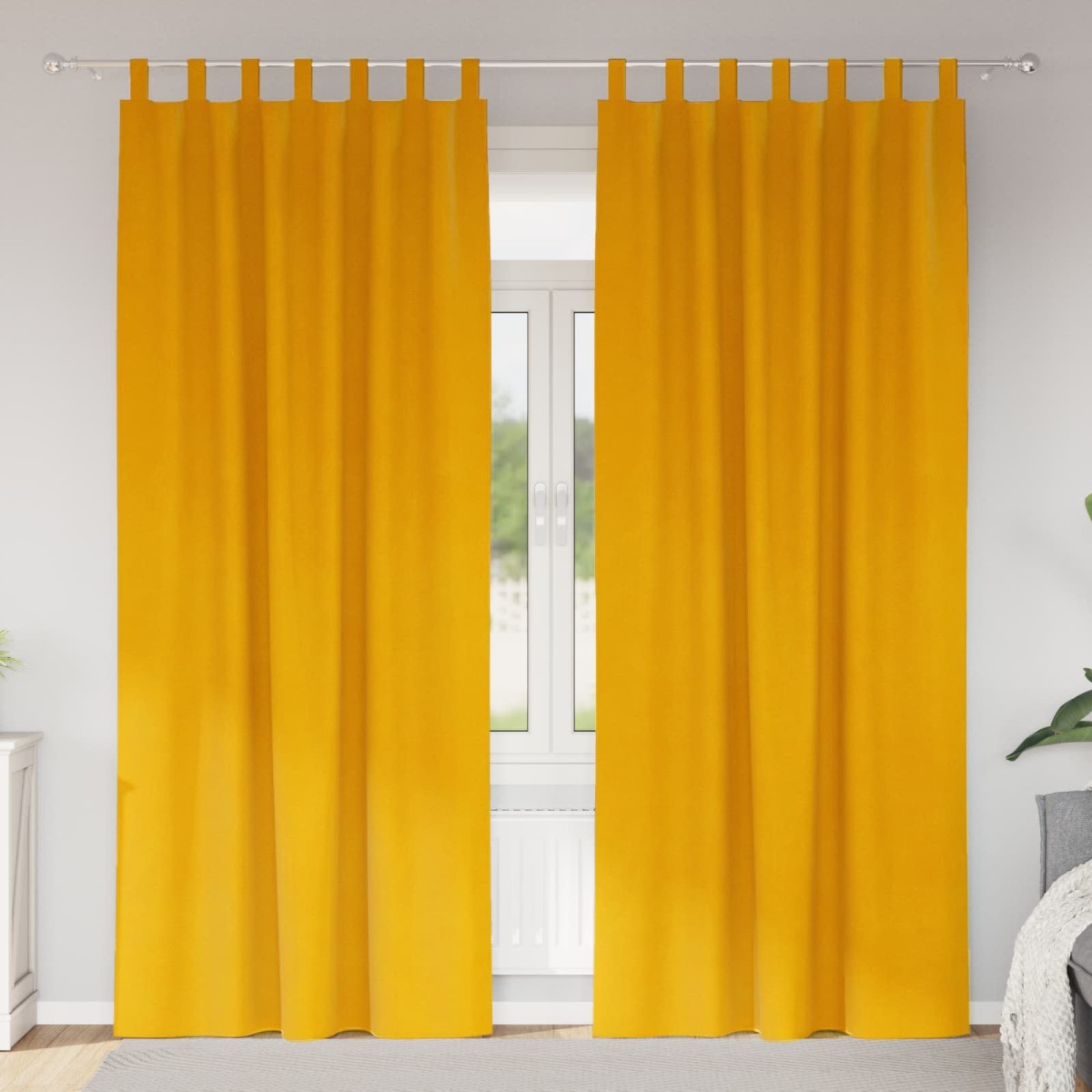 vidaXL Κουρτίνες συσκότισης 2 τμχ. Μουσταρδί 140 x 245 cm Βελούδο