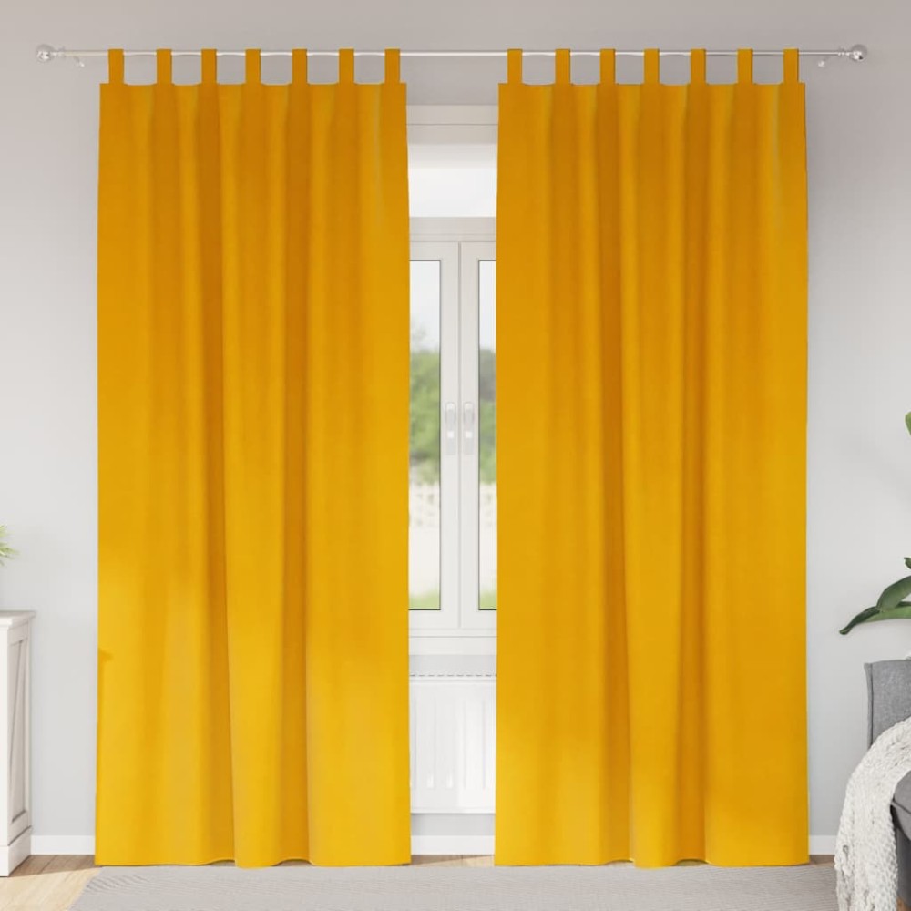 vidaXL Κουρτίνες συσκότισης 2 τμχ. Μουσταρδί 140 x 260 cm Βελούδο