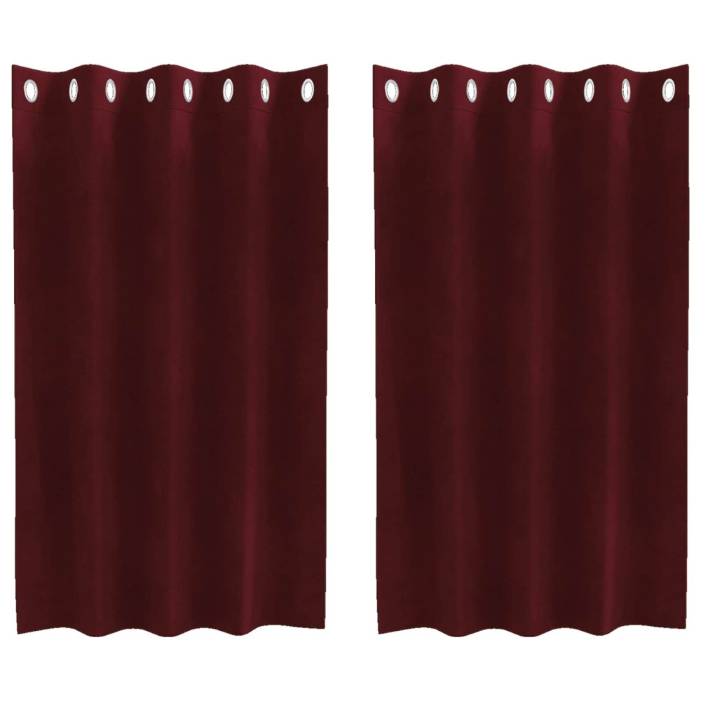vidaXL Κουρτίνες συσκότισης 2 τμχ. Κόκκινο 140 x 140 cm Βελούδο