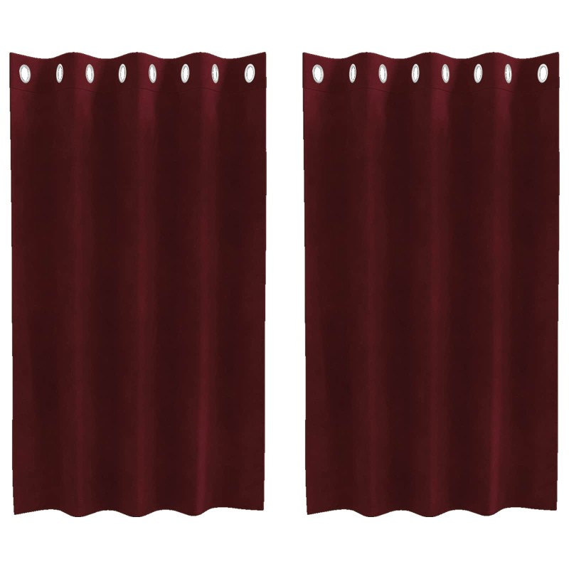 vidaXL Κουρτίνες συσκότισης 2 τμχ. Κόκκινο 140 x 140 cm Βελούδο