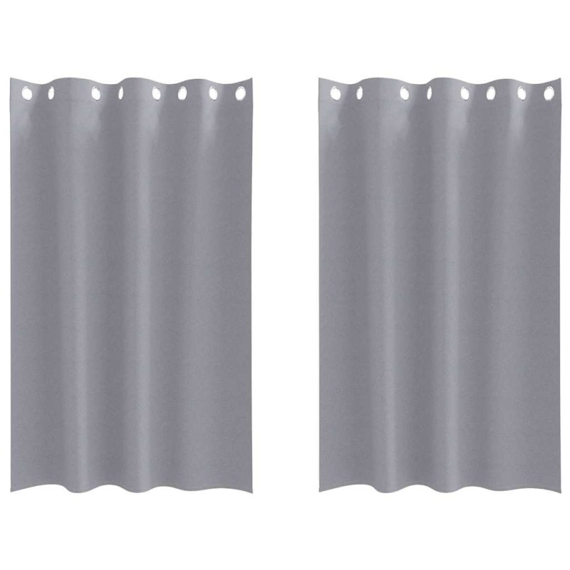 vidaXL Κουρτίνες Μαύρης Ύφανσης με Δαχτυλίδια 2 τμχ. Ανοιχτό γκρι