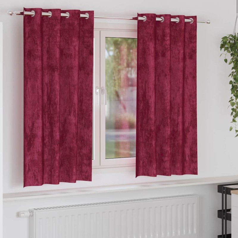 vidaXL Βελούδινες Κουρτίνες 2 τμχ. Κόκκινο 175 x 140 εκ. Βελούδο