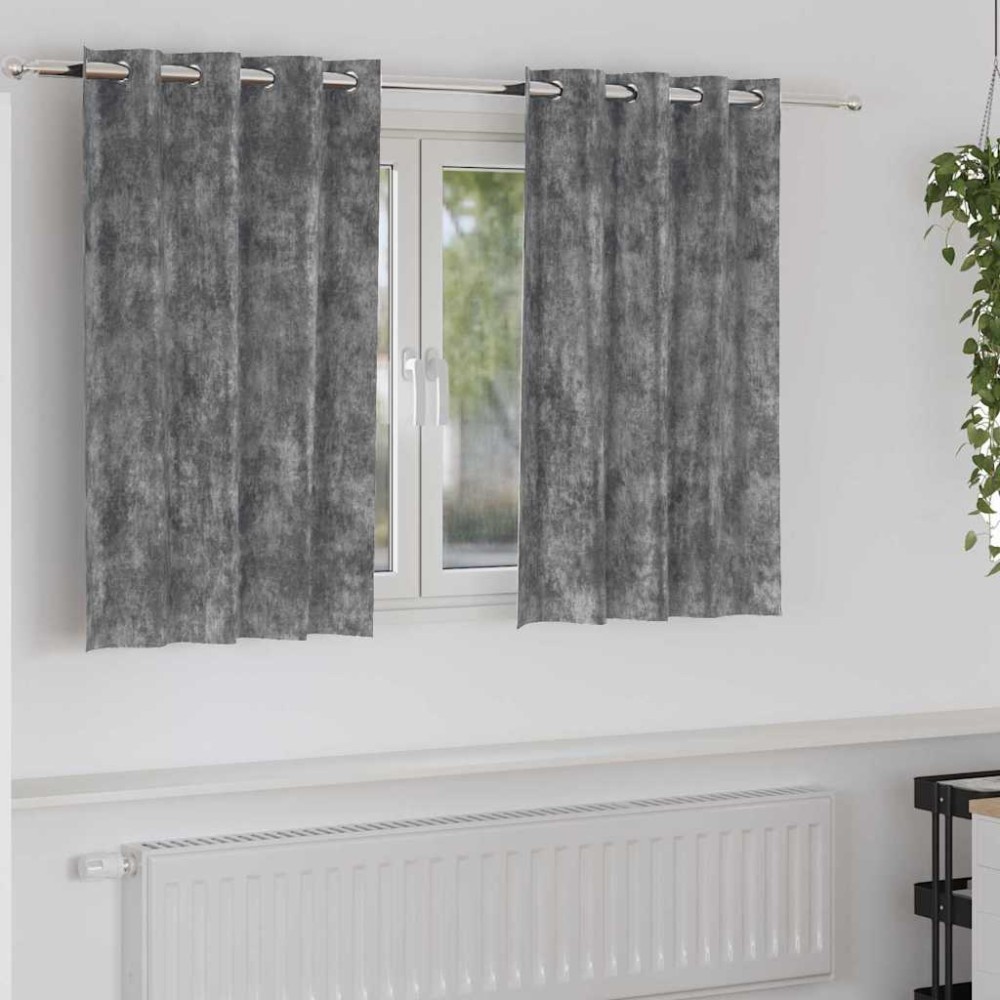 vidaXL Βελούδινες Κουρτίνες 2 τμχ. Γκρι 140 x 140 cm Βελούδο