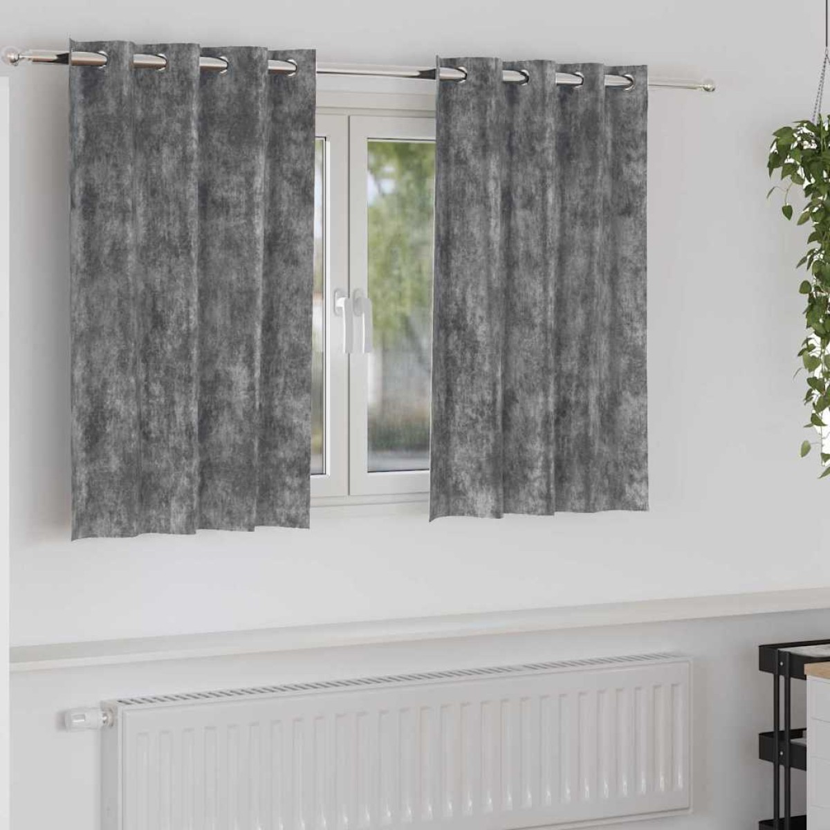 vidaXL Βελούδινες Κουρτίνες 2 τμχ. Γκρι 140 x 140 cm Βελούδο
