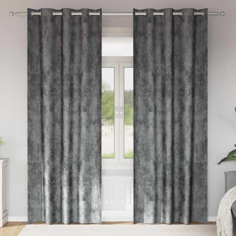 vidaXL Βελούδινες Κουρτίνες 2 τμχ. Γκρι 225 x 140 εκ. Βελούδο