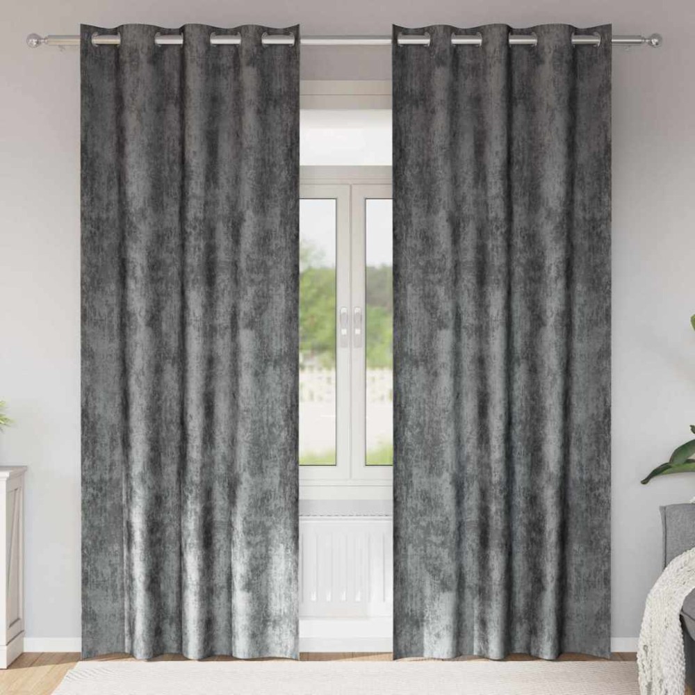 vidaXL Βελούδινες Κουρτίνες 2 τμχ. Γκρι 260 x 140 εκ. Βελούδο