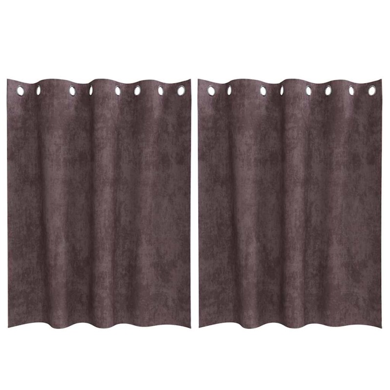 vidaXL Βελούδινες Κουρτίνες 2 τμχ. Καφέ 140 x 140 cm Βελούδο