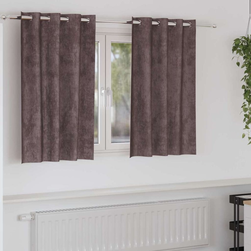 vidaXL Βελούδινες Κουρτίνες 2 τμχ. Καφέ 140 x 140 cm Βελούδο