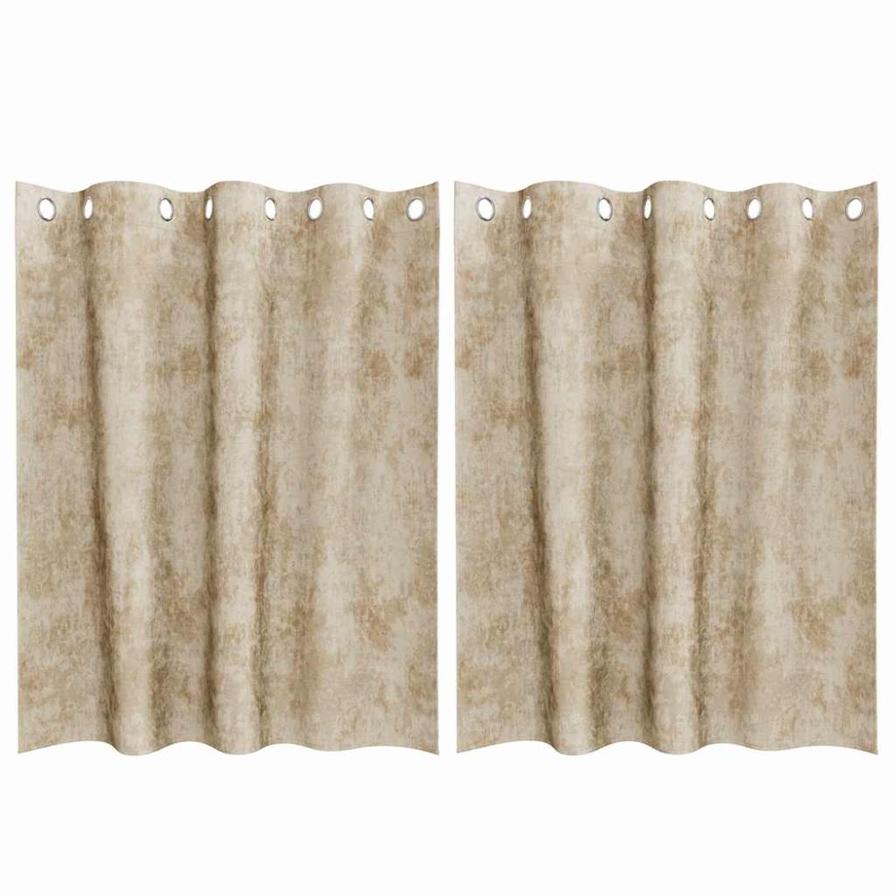 vidaXL Βελούδινες Κουρτίνες 2 τμχ. Κρεμ 140 x 140 cm Βελούδο