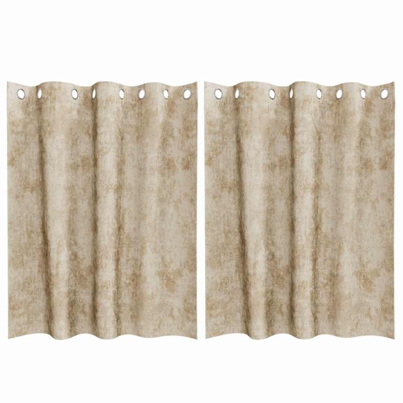 vidaXL Βελούδινες Κουρτίνες 2 τμχ. Κρεμ 140 x 140 cm Βελούδο