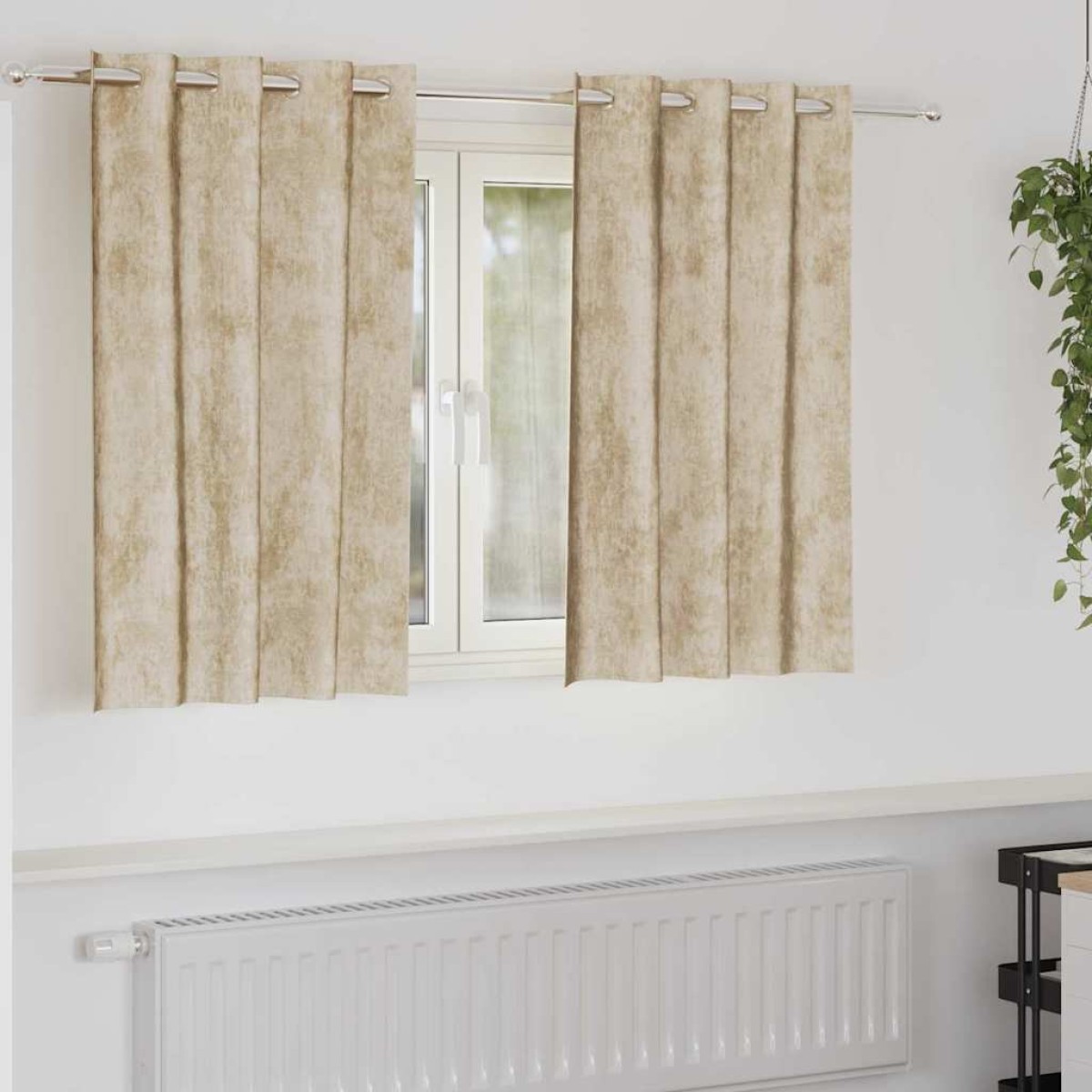 vidaXL Βελούδινες Κουρτίνες 2 τμχ. Κρεμ 140 x 140 cm Βελούδο