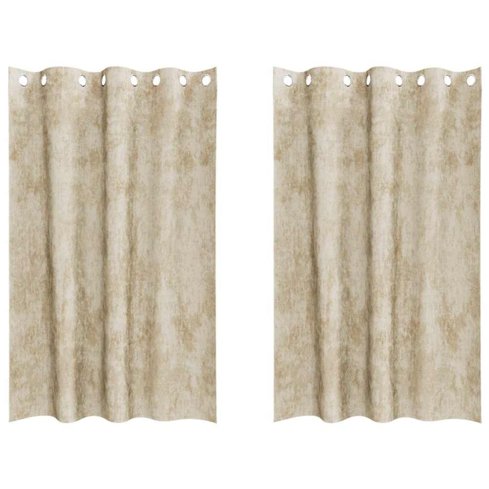 vidaXL Βελούδινες Κουρτίνες 2 τμχ. Κρεμ 175 x 140 εκ. Βελούδο