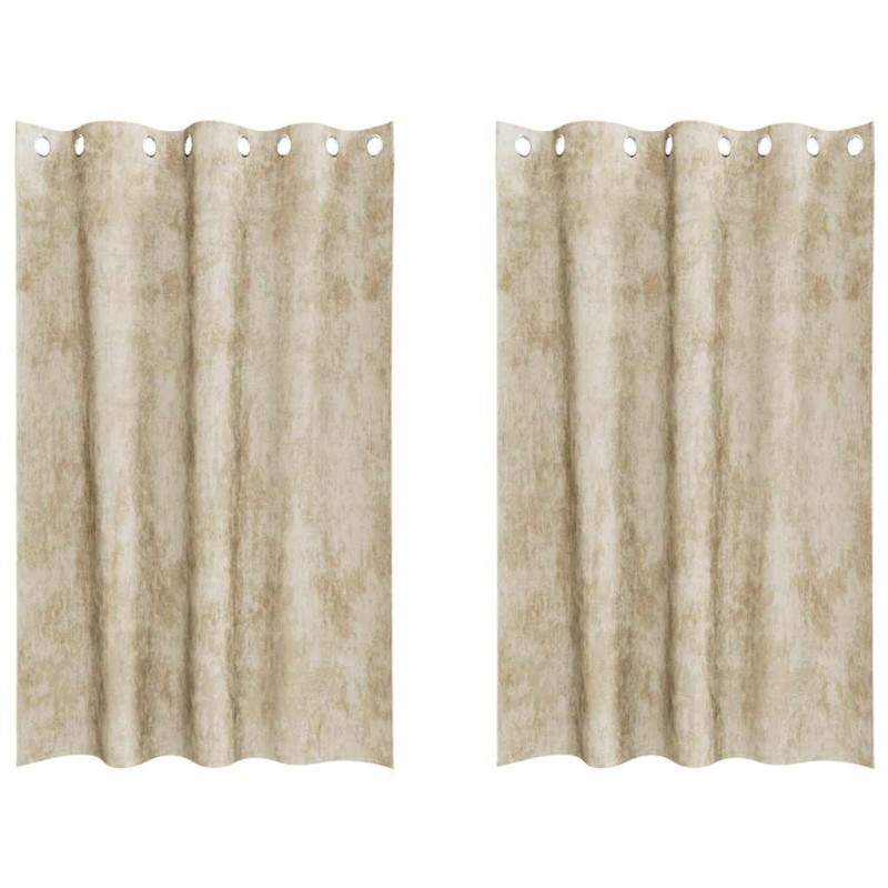 vidaXL Βελούδινες Κουρτίνες 2 τμχ. Κρεμ 175 x 140 εκ. Βελούδο