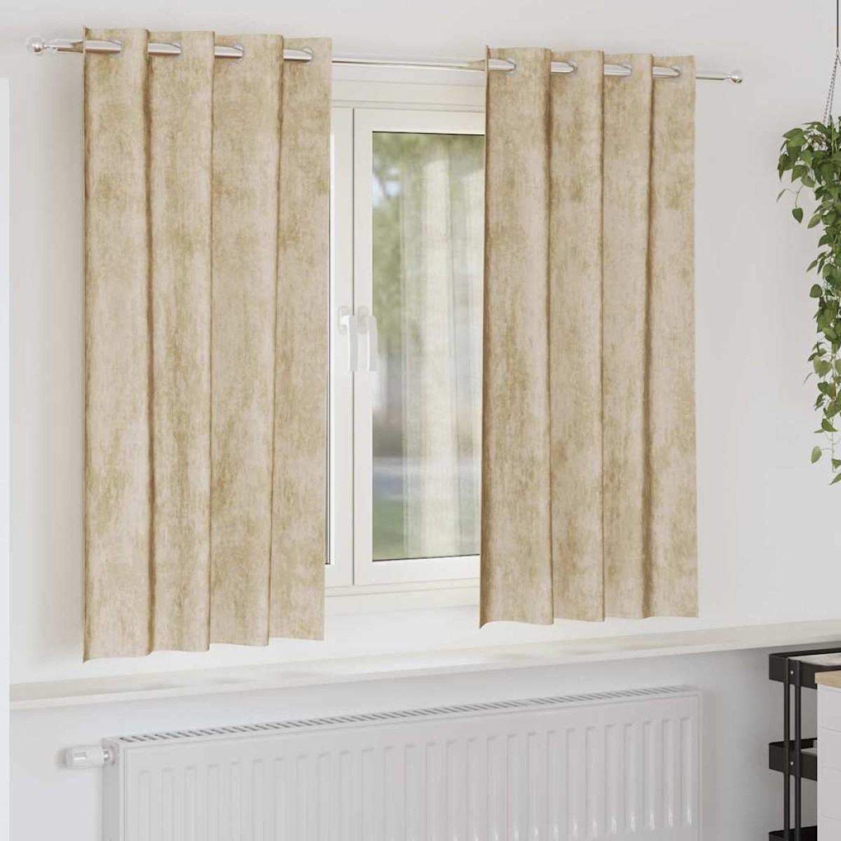 vidaXL Βελούδινες Κουρτίνες 2 τμχ. Κρεμ 175 x 140 εκ. Βελούδο