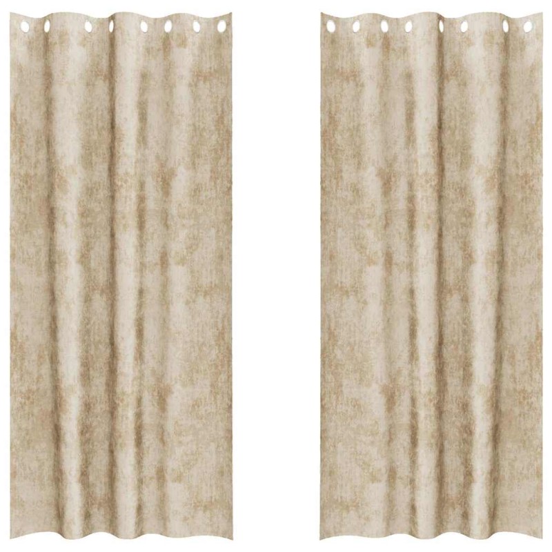 vidaXL Βελούδινες Κουρτίνες 2 τμχ. Κρεμ 225 x 140 εκ. Βελούδο