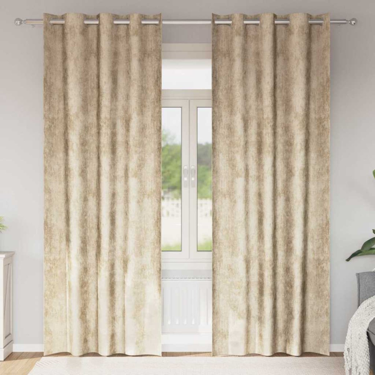 vidaXL Βελούδινες Κουρτίνες 2 τμχ. Κρεμ 225 x 140 εκ. Βελούδο