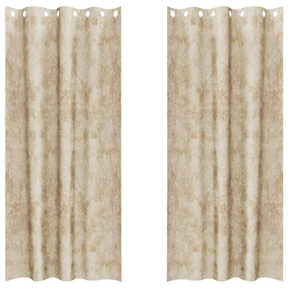 vidaXL Βελούδινες Κουρτίνες 2 τμχ. Κρεμ 245 x 140 εκ. Βελούδο