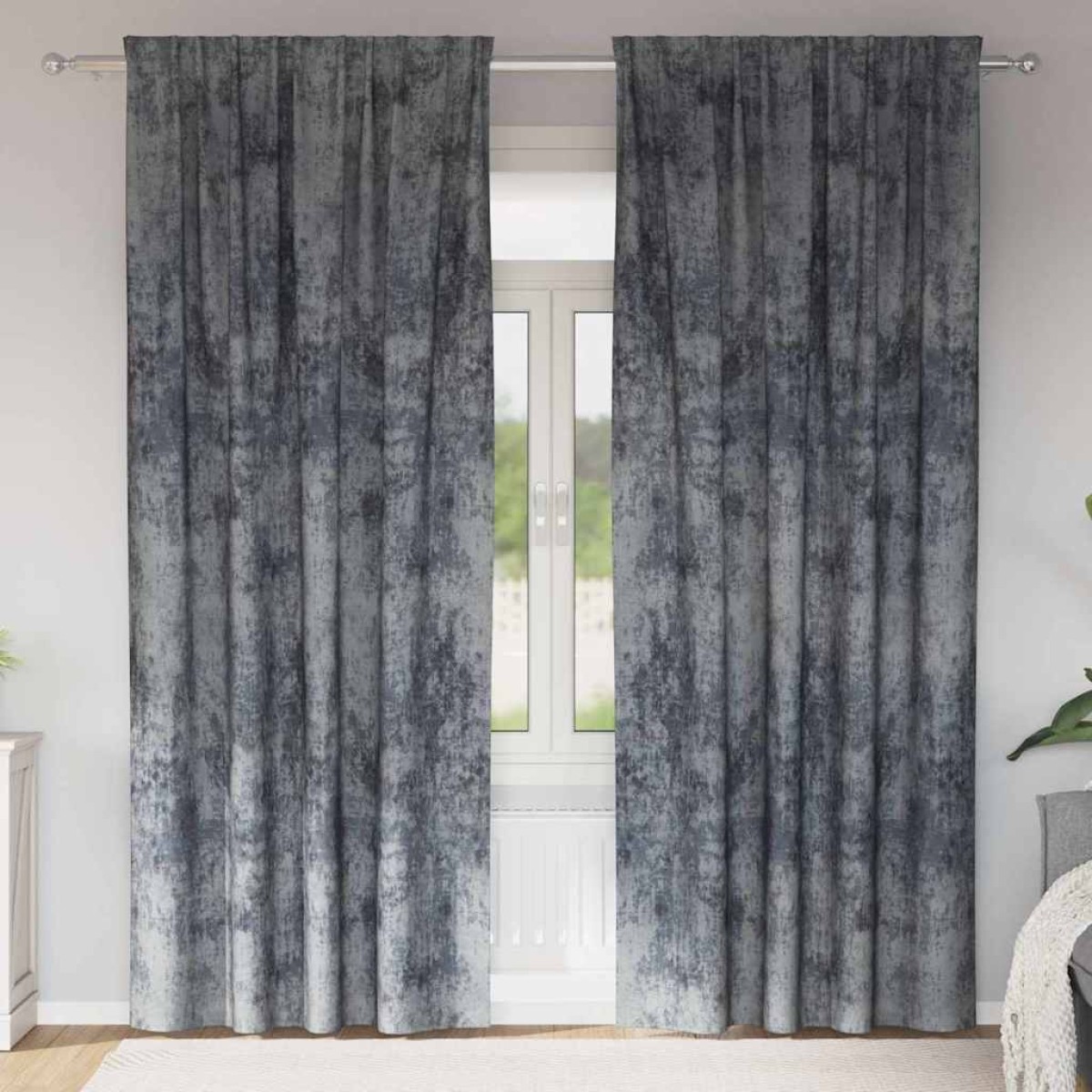 vidaXL Βελούδινες Κουρτίνες 2 τμχ. Ασημί Γκρι 245 x 140 εκ. Βελούδο