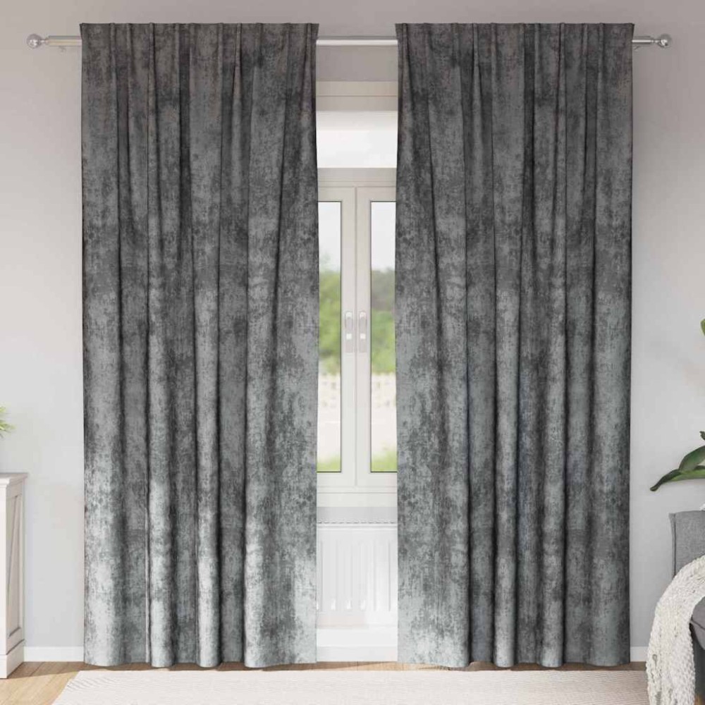 vidaXL Βελούδινες Κουρτίνες 2 τμχ. Γκρι 245 x 140 εκ. Βελούδο