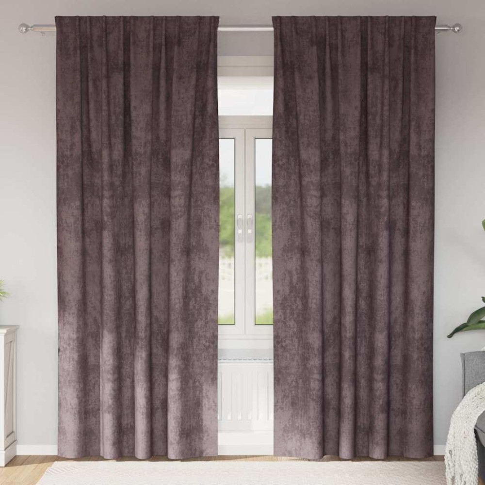vidaXL Βελούδινες Κουρτίνες 2 τμχ. Καφέ 260 x 140 εκ. Βελούδο