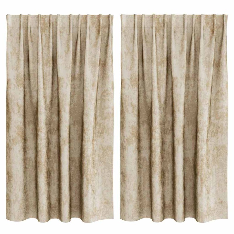 vidaXL Βελούδινες Κουρτίνες 2 τμχ. Κρεμ 140 x 140 cm Βελούδο