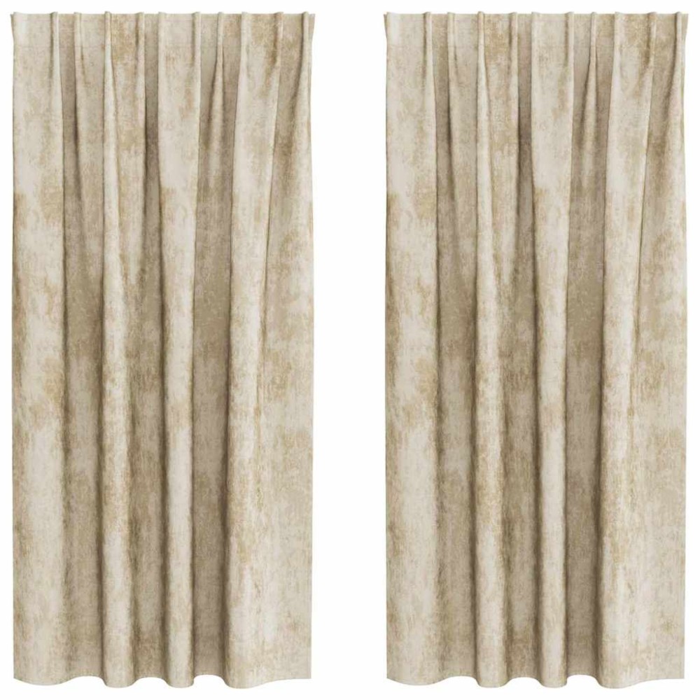 vidaXL Βελούδινες Κουρτίνες 2 τμχ. Κρεμ 175 x 140 εκ. Βελούδο