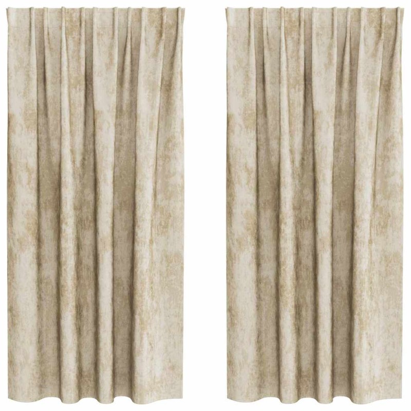 vidaXL Βελούδινες Κουρτίνες 2 τμχ. Κρεμ 175 x 140 εκ. Βελούδο